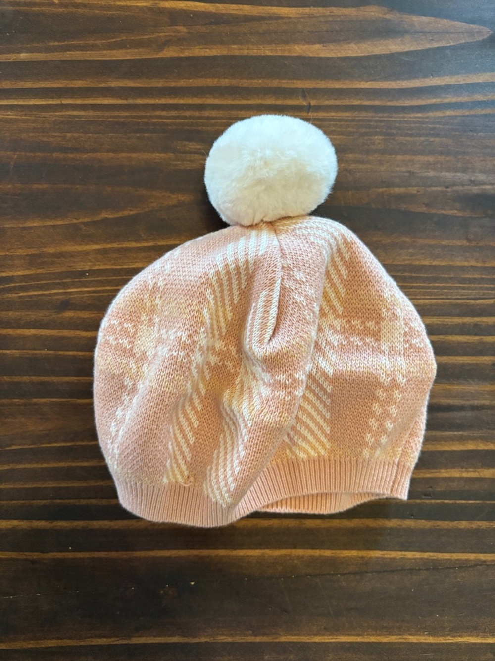 Pink plaid puff ball hat 4T